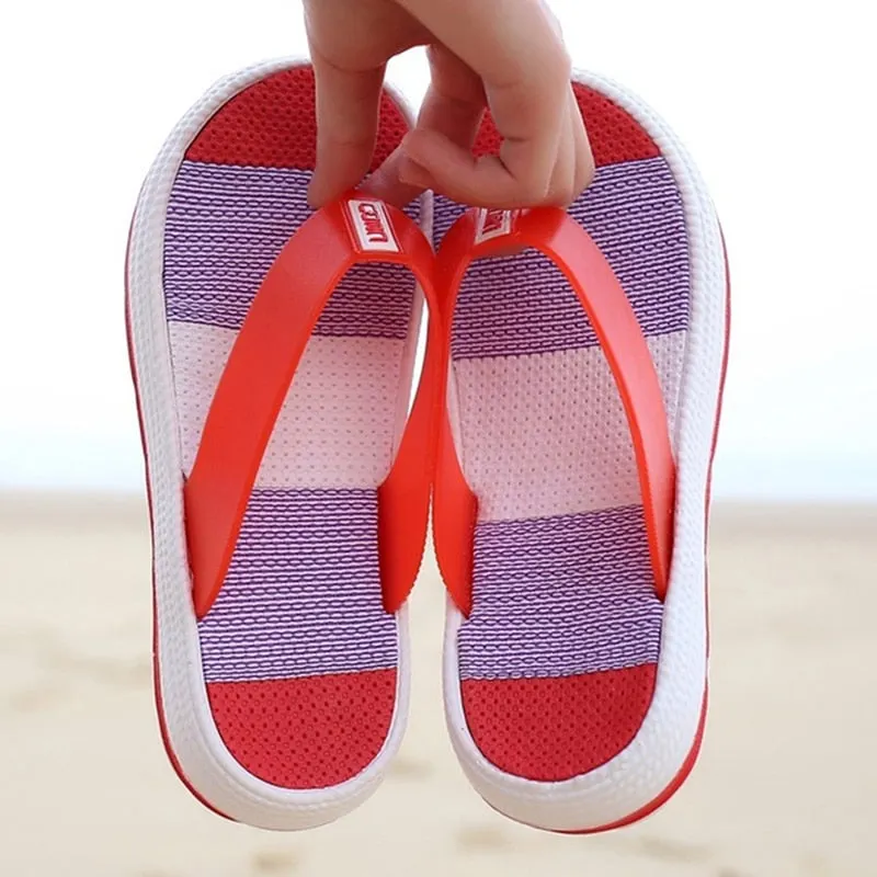 Summer Slippers 2020 Female Sandal Casual Women Soft Bottom Beach Shoes Rainbow Flip Flops