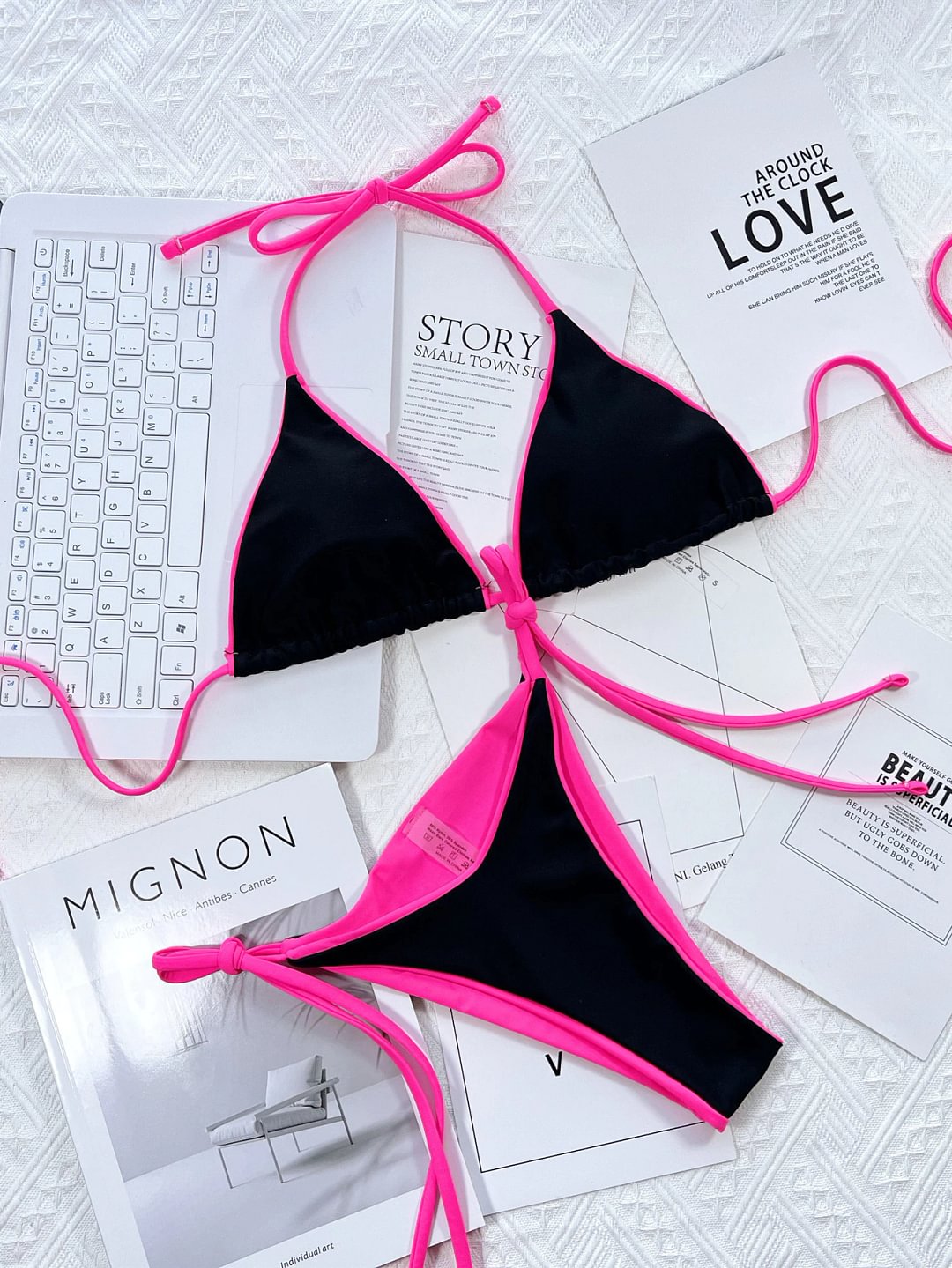 Billionm Halter Swimsuit Woman Micro Bikini Patchwork Swimwear Sexy Summer Bathing Suits Lace Up Swimming Separate Beach Outfits