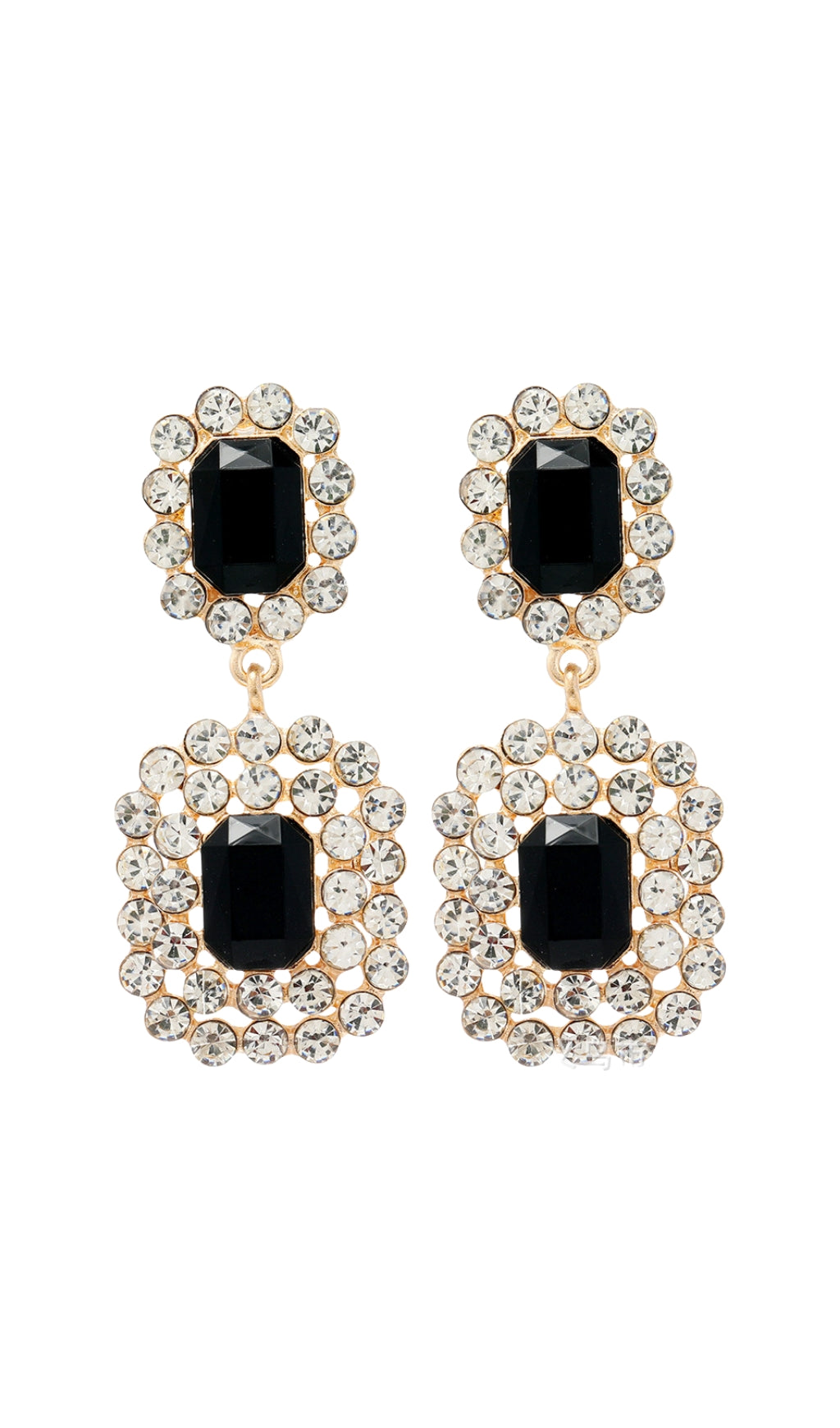 Fashionslee WomenAyuka Black Rhinestone Gem Drop Earrings