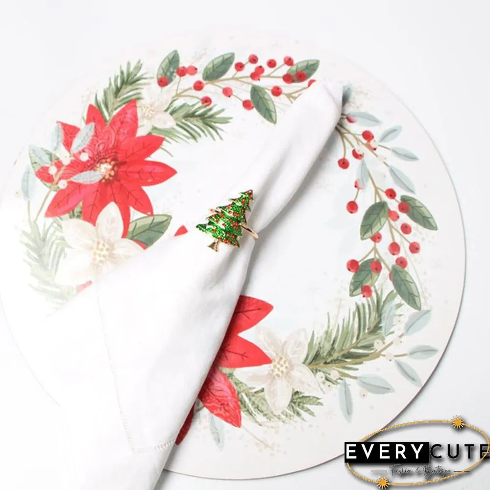 Metal Christmas Napkin Rings Holders Wreath Elk Christmas Tree Ring for Holiday Christmas Thanksgiving Home Table Decoration