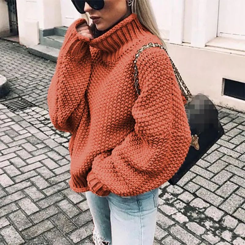 Uveng Uveng Women's WISH Turtleneck Long Sleeve Jumper Loose Casual Knit Sweater Women