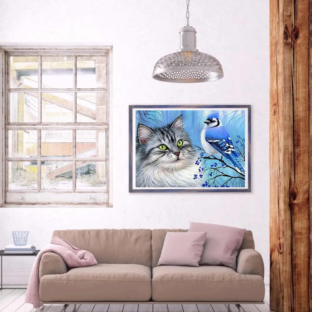 Diamond Painting - Full Round Drill - Cat Bird(40*30cm)