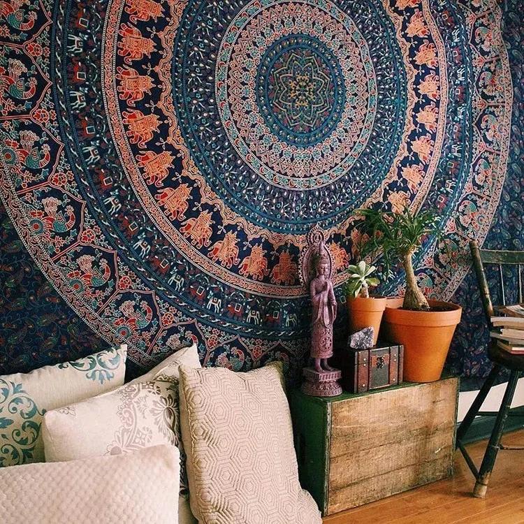 Polyester Mandala Print Tapestry Wall Hanging Carpet Throw Yoga Beach Mat Blanket Large 150*200cm Sleeping pad wall art Tapestry