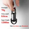 COB LED Mini Flashlight Keychain USB Rechargeable Work Light for Camping (Black)