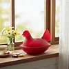 Vintage-Style Glass Hen on Nest Dish with Lid Tabletop Dessert Plate Snack Bowl