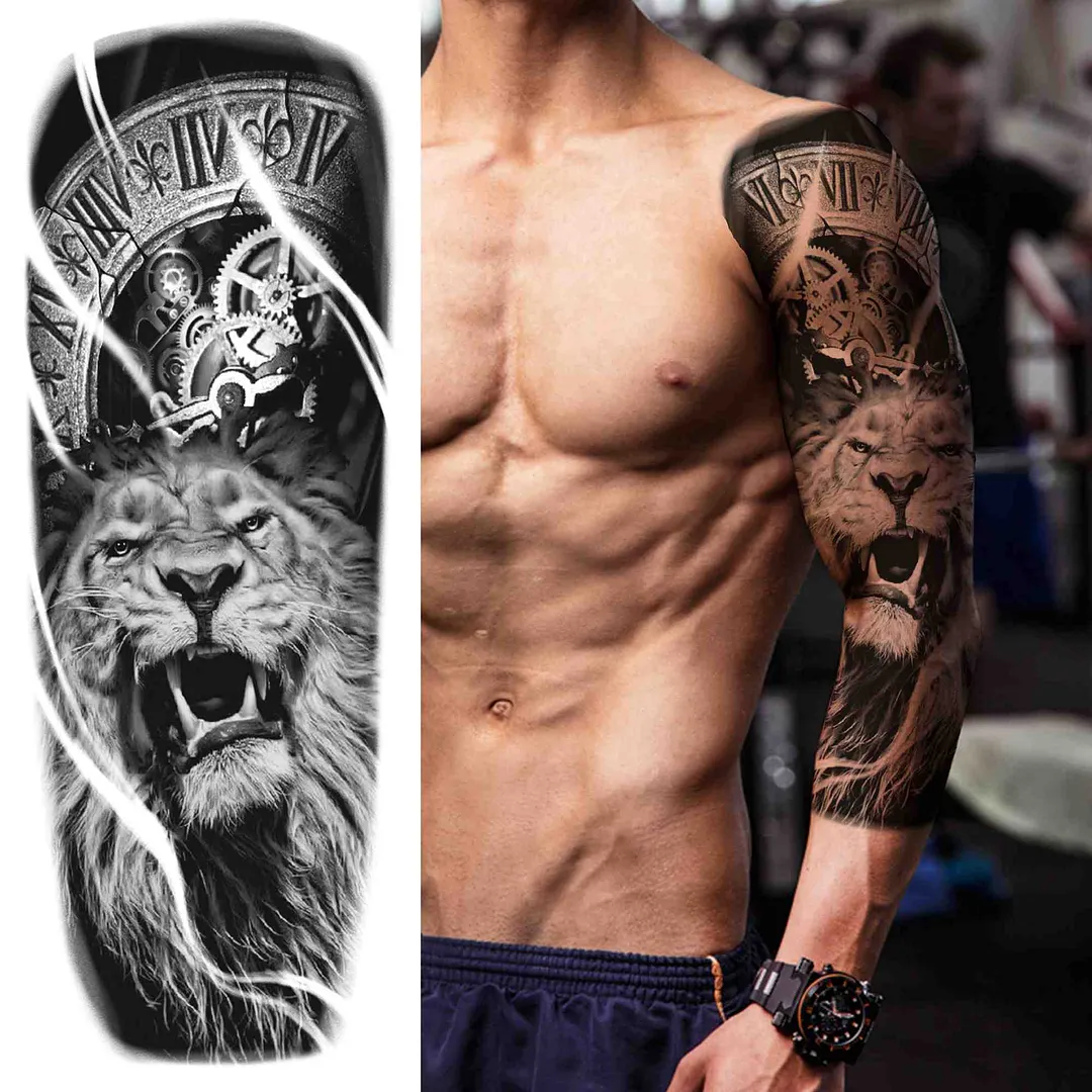 Tribal Totem Temporary Tattoo Sleeve For Men Women Adult Fake Flower Shoulder Tatoos Sticker Black Skull Tattoos Big Full Arm 1001 515