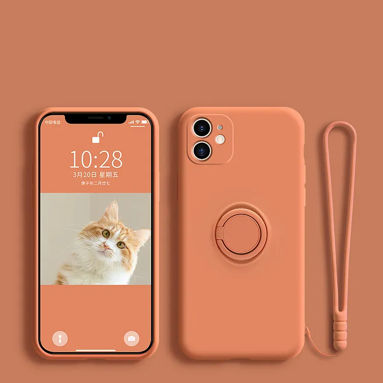 Liquid Silicone Magnetic Ring Holder Case For iPhone