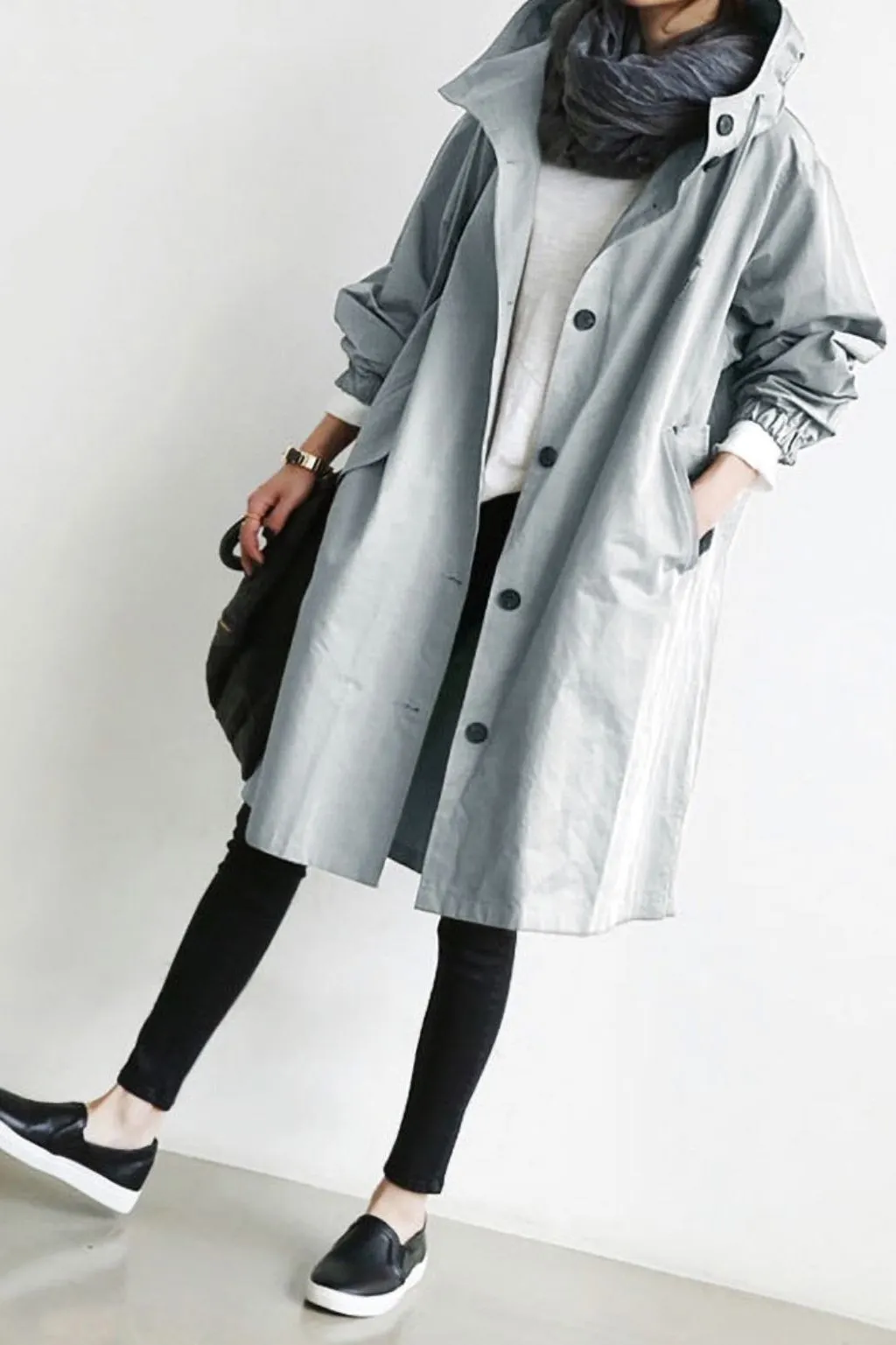 WATER RESISTANT OVERSIZED HOODED WINDBREAKER RAIN JACKET