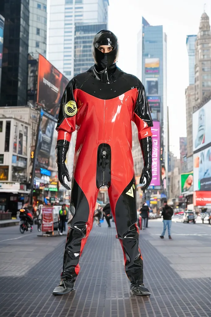 Men Latex Catsuits Heavy Cosplay Red Black