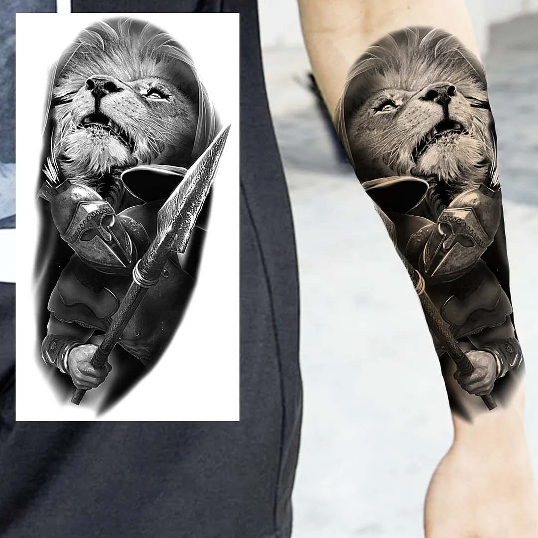 Halloween Clown Joker Scary Temporary Tattoos For Men Women Realistic Scary Lion Waterproof Tattoo Forearm Tatoos Vampire