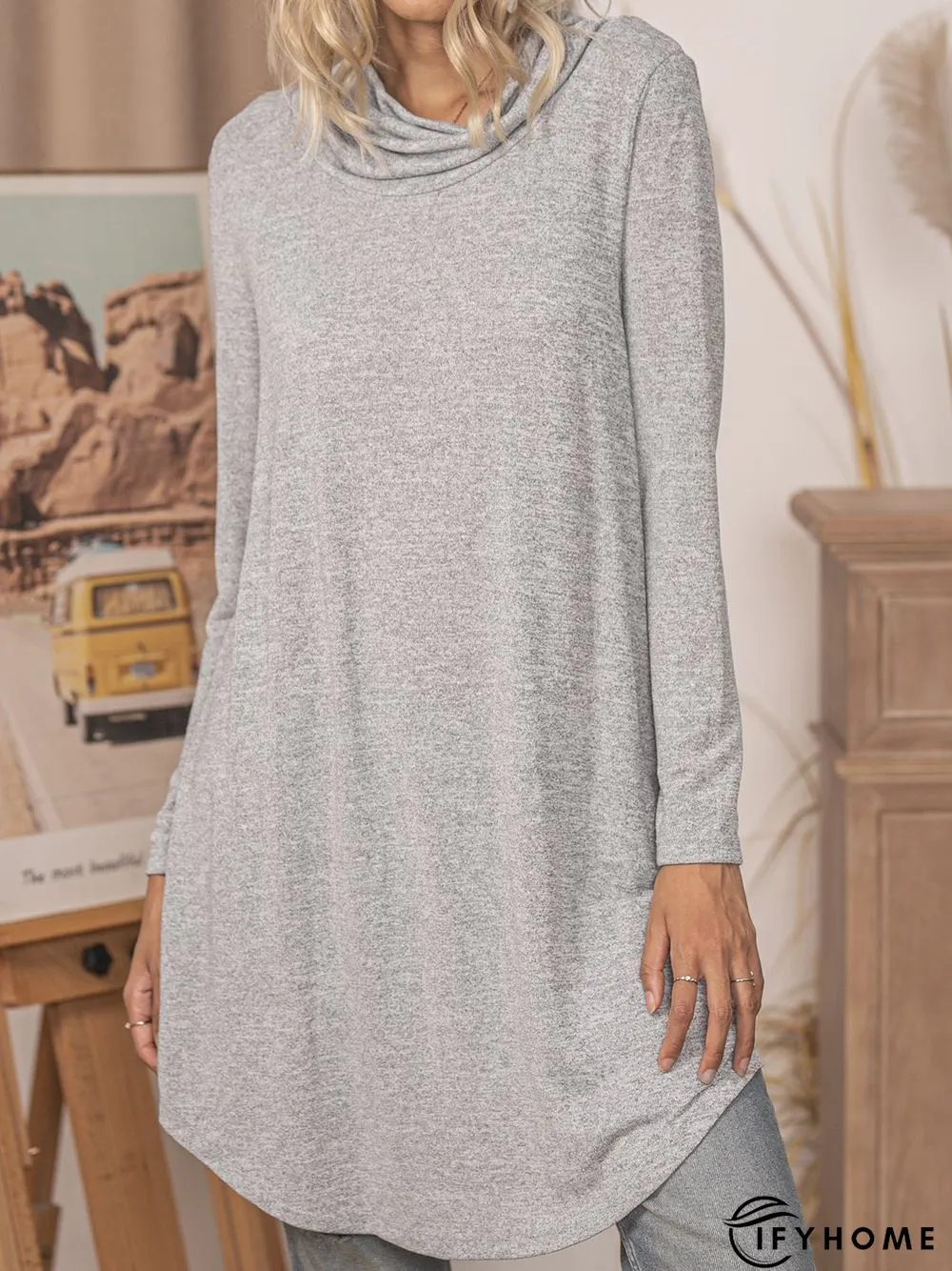 Gray Cotton Casual Top | IFYHOME