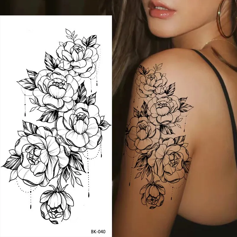 Sdrawing Tattoos New Flash Waterproof Temporary Tattoo Sticker Lip Print Flowers Butterfly Body Art Arm Fake Sleeve Tatoo for Women