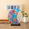 Blooming Flowers Diamond Painting Unique Wooden Rotating Calendar for Home