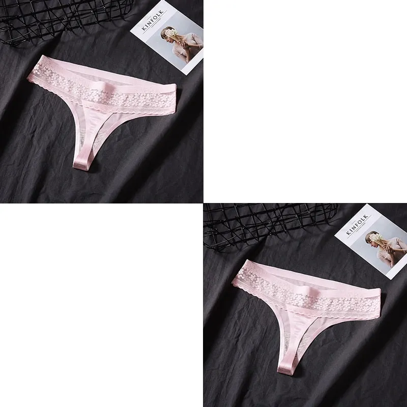 2 Pcs Sexy Seamless Underwear For Woman Female Lace Thong Women Sexy Lingerie Panties Woman G-string Women's Thong New BANNIROU