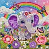DIY Pearl Painting Baby Elephant for Home Decor with Frame(25x25cm)