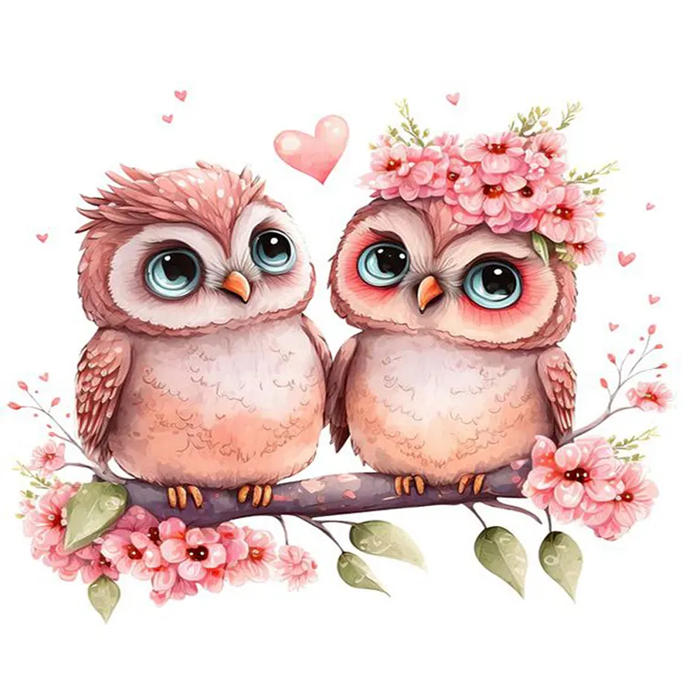 Two Owls On A Branch (20*20CM) 18CT Stamped Cross Stitch gbfke
