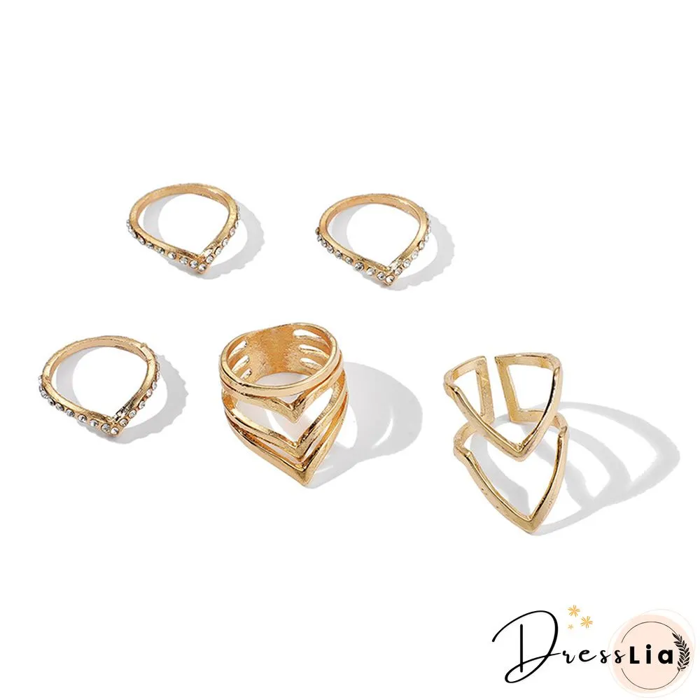 Simple Style Fashion Creative Retro Geometric Ring Set