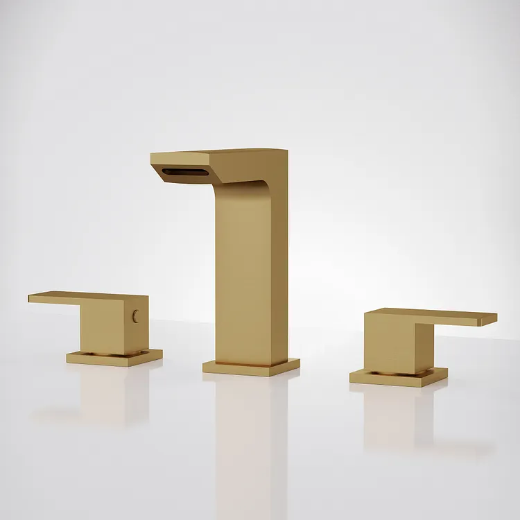 EVERSTEIN Widespread Waterfall Bathroom Faucet 5.98 '' Spout Height in Brushed Gold