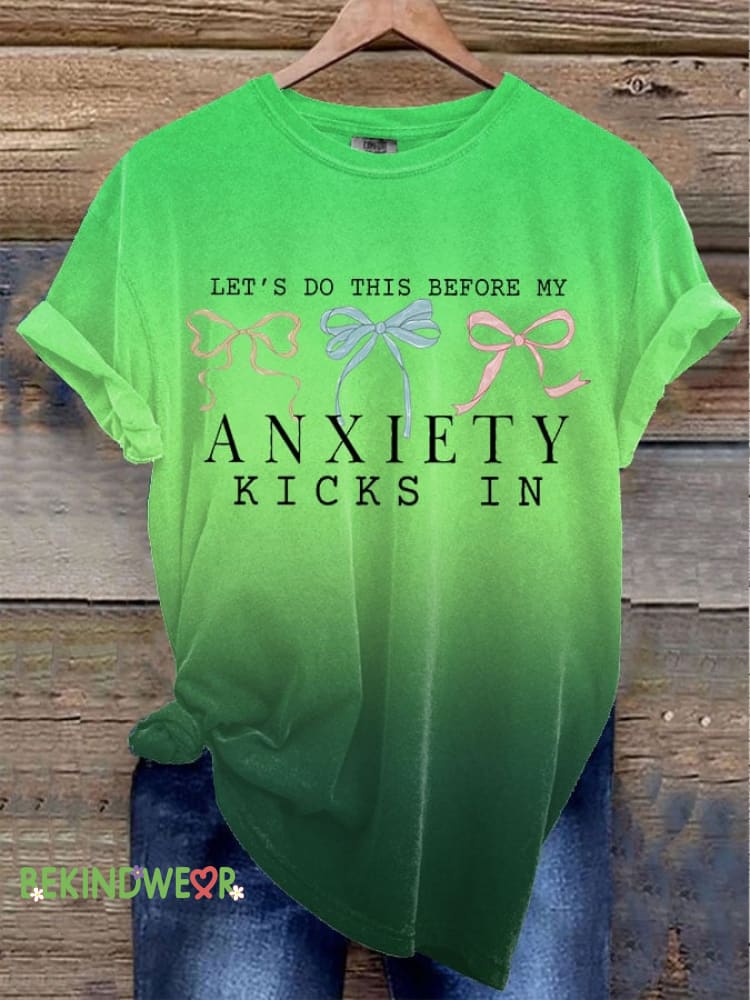 Women&rsquo;s Mental Health Bow Print Round Neck T-Shirt Green / S