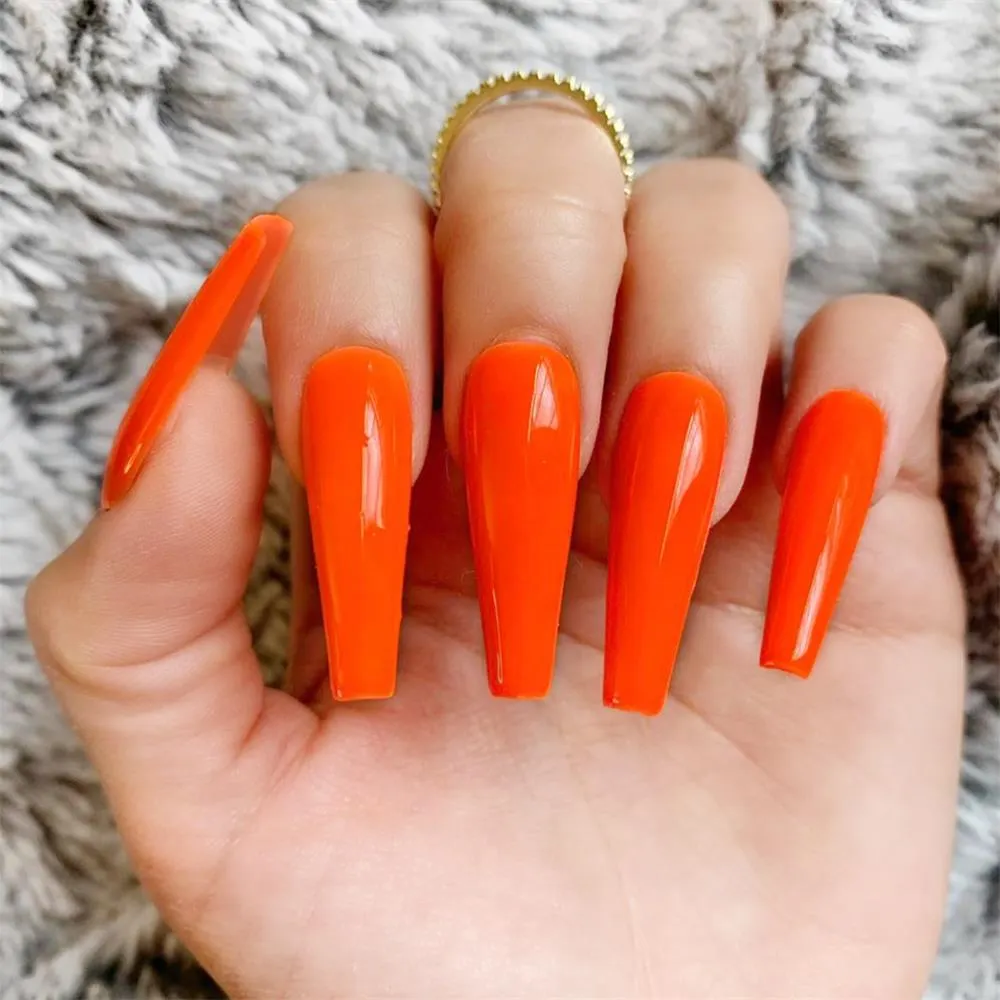 Fashion 24Pcs/Set False Nail Tips Matte Full Cover Long Ballet  Fake Nails With Glue Nail Art Manicure French Manicure Tools