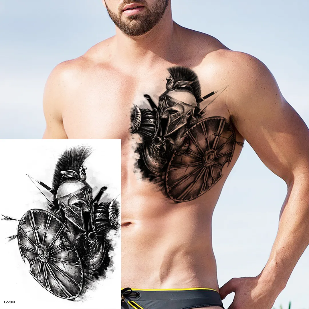 Sdrawing Large Anchor Back Octopus Pirate Skeleton Halloween Temporary Tattoos For Men Adult Compass Wings Fake Tattoo Stickers