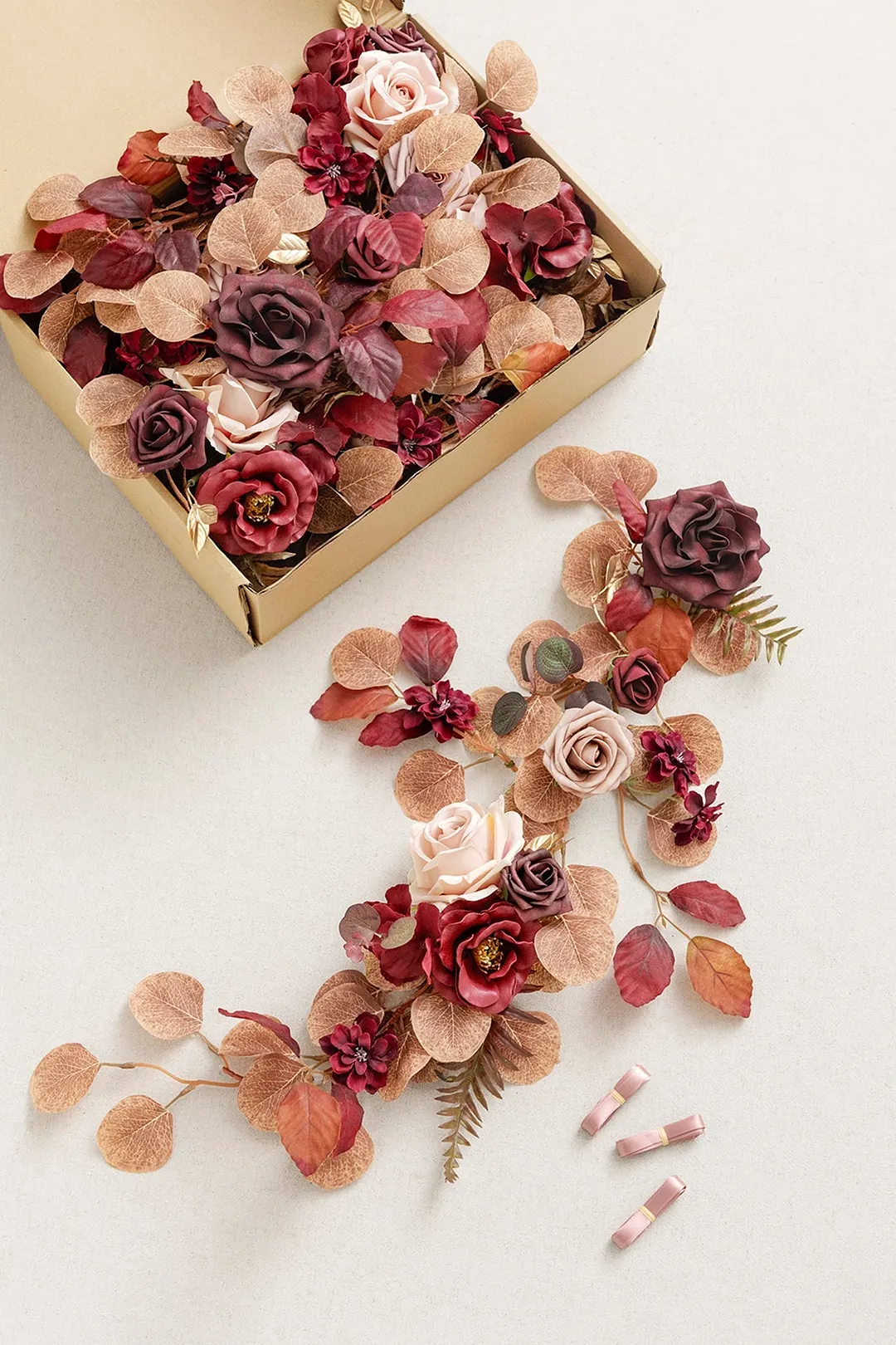 Flower Garlands in Burgundy & Dusty Rose