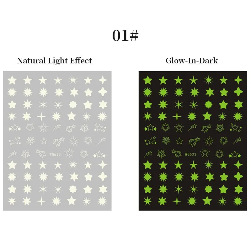 Fluorescence Halloween Skull Bone Nail Sticker Foils Musical Instrument Note Nail Art Sliders Manicures DIY Tips Decoration