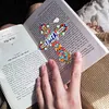 6pcs DIY Feather Diamond Painting Bookmarks with Crystal Pendant Kits