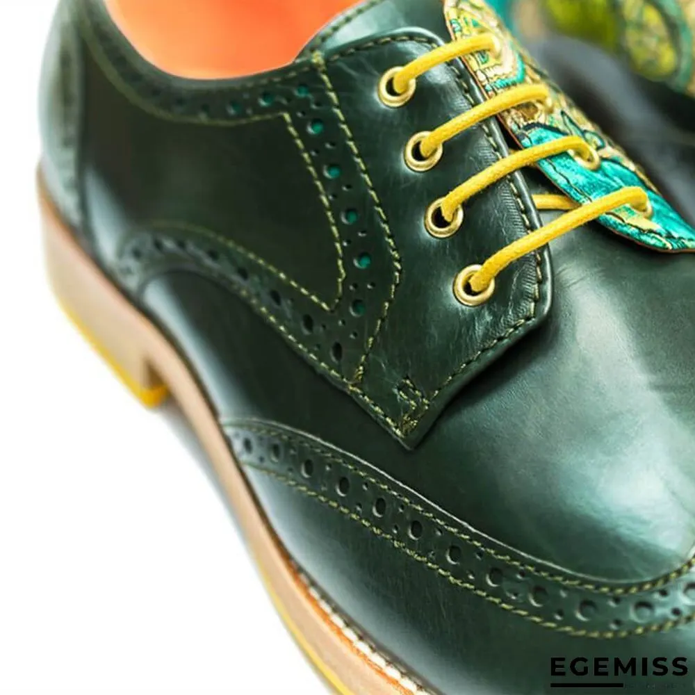 Handmade Paisley Pattern Oxford Leather Shoes | EGEMISS