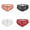 Men's Lace Underwear Briefs Bulge Pouch Transparent Panties Low Rise Ultra Thin Underpants