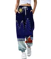 Women's Christmas Loose Casual Print Drawstring Jogger Pants