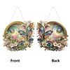 (Upgrade Size)DIY Double Sided Effect Diamond Painting Hanging Pendant Kit (Flower Butterfly)