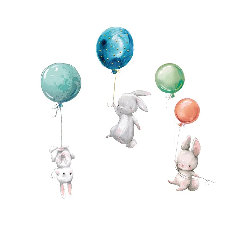 Watercolor style cartoon bear Bunny Wall Stickers for Bbay Nursery Room Decoration Wall Decals for Kids Room Decor PVC Matte 515-1