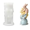 3D Stacking Rabbit Silicone Candle Mould DIY Easter Casting Tools Reusable Handmade Easter Soap Mould Desktop Ornament Silicone Moulds For Candle Making Craft Festival Decoration
