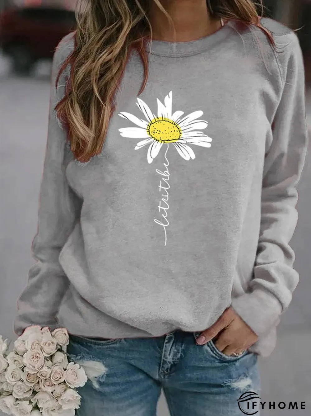 Casual Printed Crew Neck Long Sleeve Sweatshirts | IFYHOME