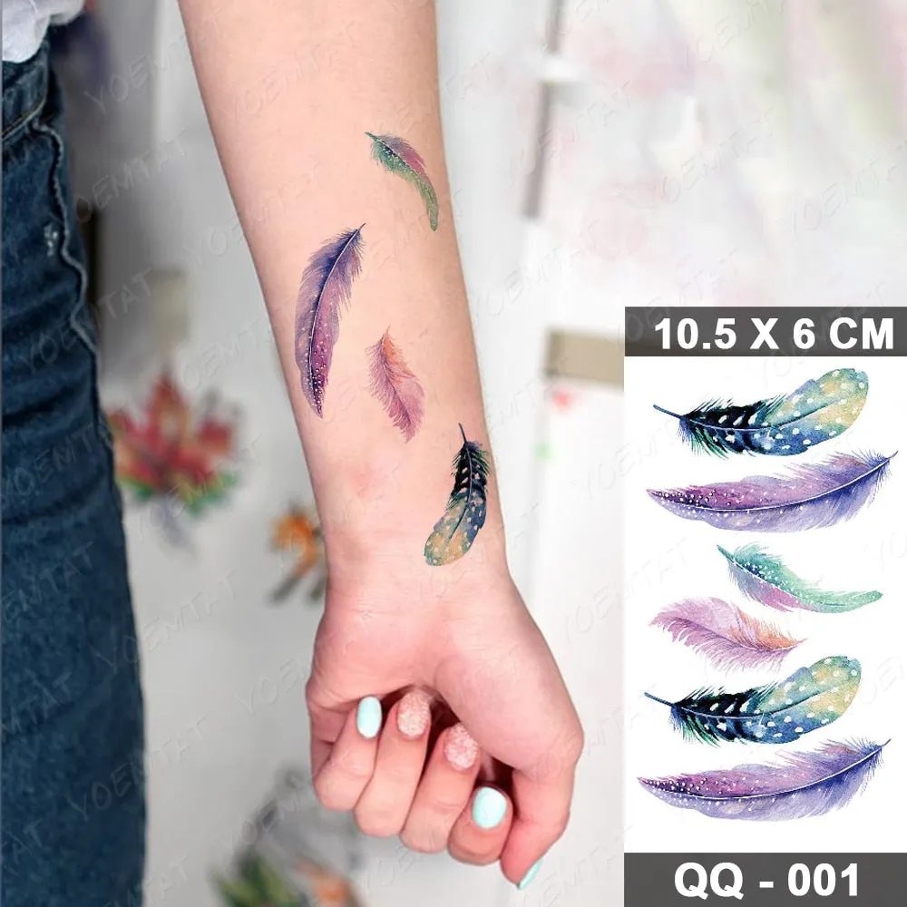 Waterproof Temporary Tattoo Sticker Small Lines Flowers Flash Tatoo Geometry Hand Arm Wrist Fake Tatto For Body Art Women Child