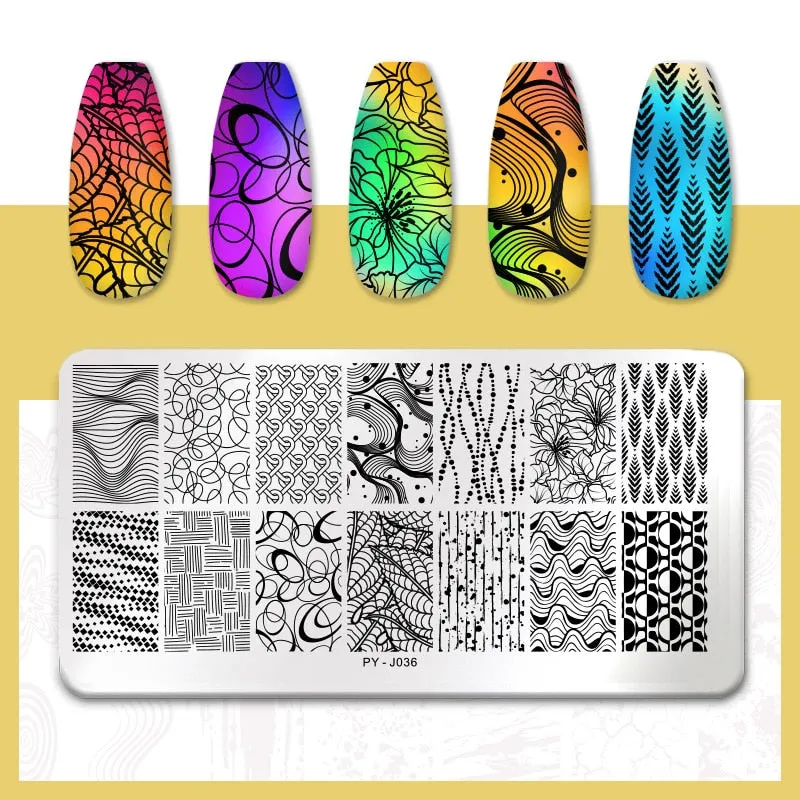 PICT YOU  Nail Stamping Plates Line Pictures Stencil Stainless Steel Nail Design for Printing Nail Art Image Plate Tool-Nail Inspo