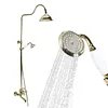 [US Local Warehouse] Antique Gold Shower Head Set with Knobs Mixer Tap Vintage Rainfall Showers Faucet Wear Resist for Home Bathroom Hotel SPA
