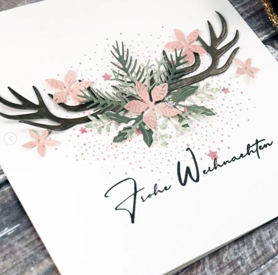 Piggy Craft metal cutting dies cut die mold Christmas deer horns Scrapbook paper craft knife mould blade punch stencils dies