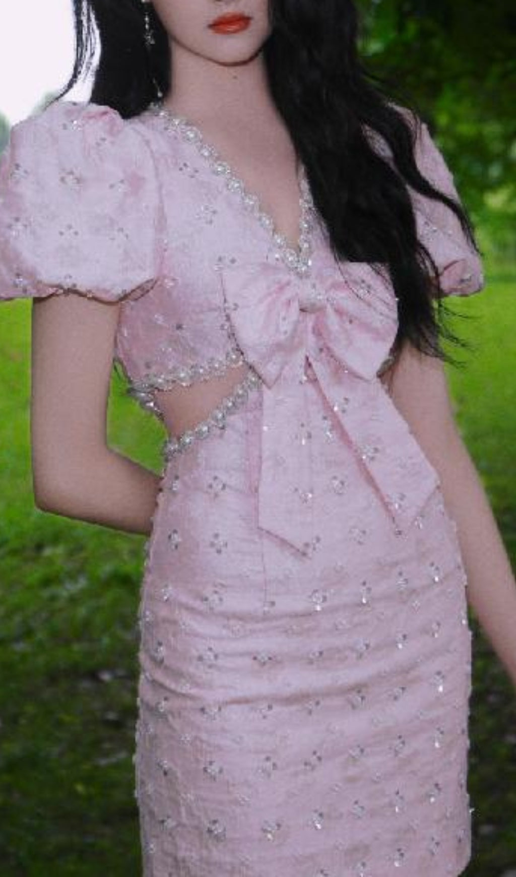 Ataret Pearl Bow Mini Dress Flowering Girl