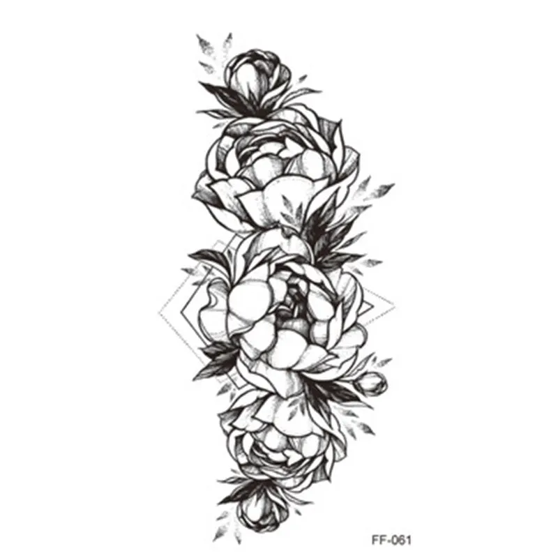 1 Pcs Women Body Chest Art Temporary Tattoo Sticker Big Large Fake Tattoo Sticker Purple Rose Flower Girl Waist Bracelet Tattoos
