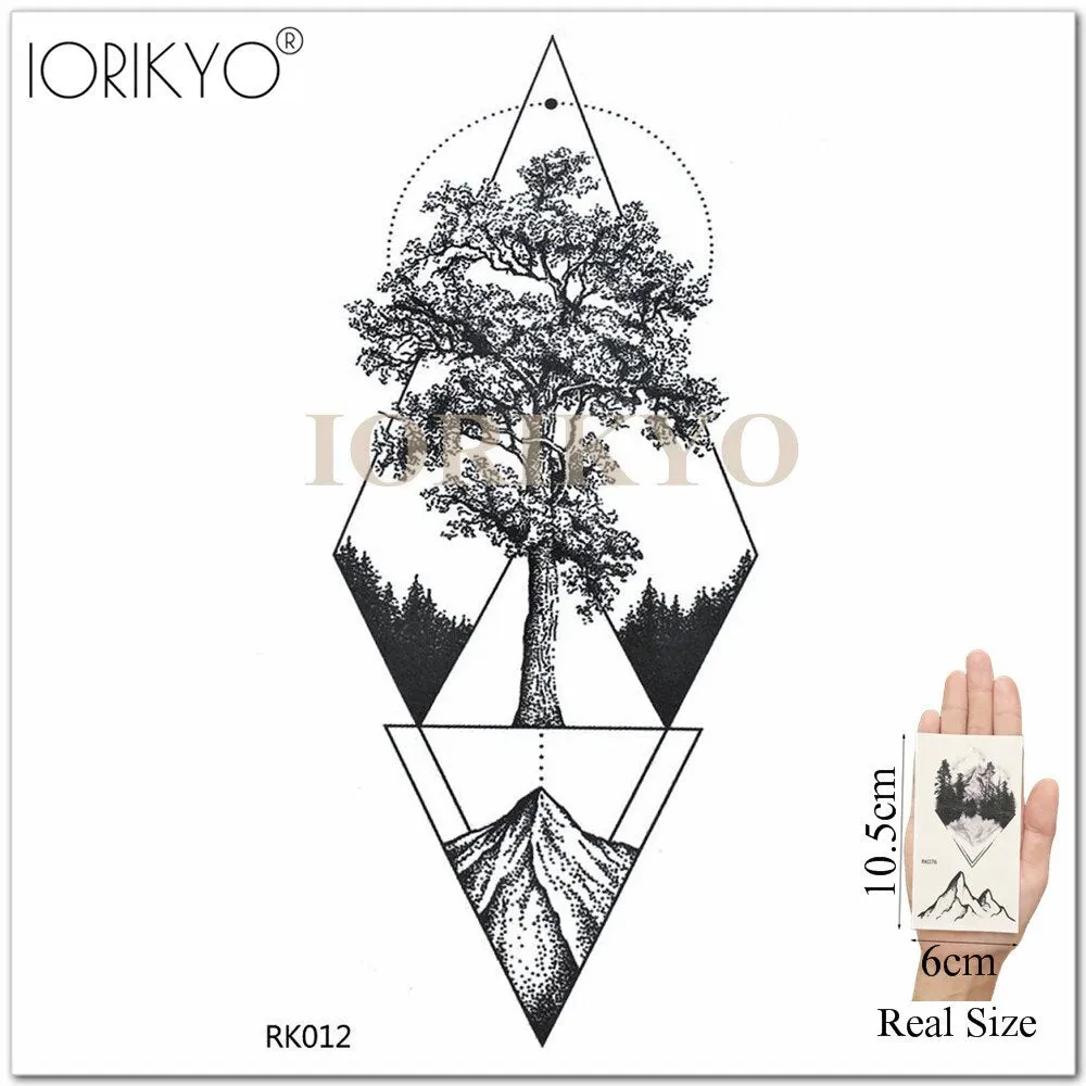 New Black Hummingbird Temporary Tattoo Stickers Women Arm Pencil Sketch Waterproof Tatoos Girls Forearm Birds Fake Tattoo Flower