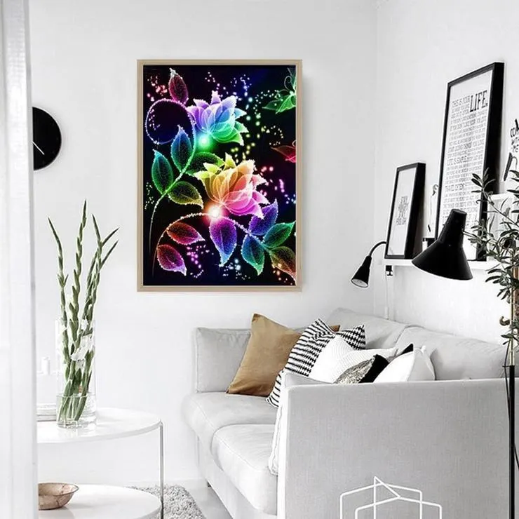 Diamond Painting - Partial Round Drill - Colorful Fantasy Flower(30*40cm)