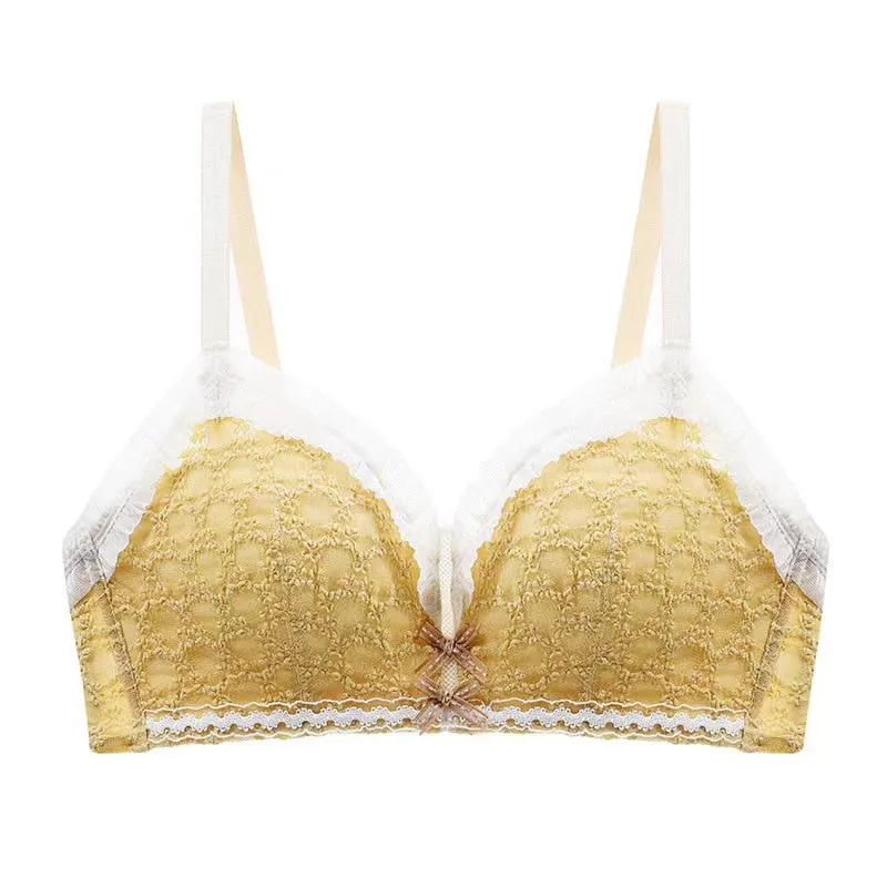 Japanese Style Cotton Bra Briefs Set Sexy Lace Bra Fashion Push Up Brassiere Seamless Comfort Panties Female Sexy  Lingerie Set