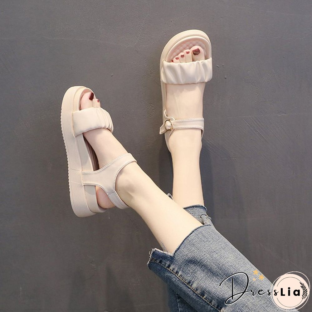 Women Sandals Summer Casual Platform Shoes Fashion Open Toe Ankle Buckle Strap Sandals Beach Sport Sandalia