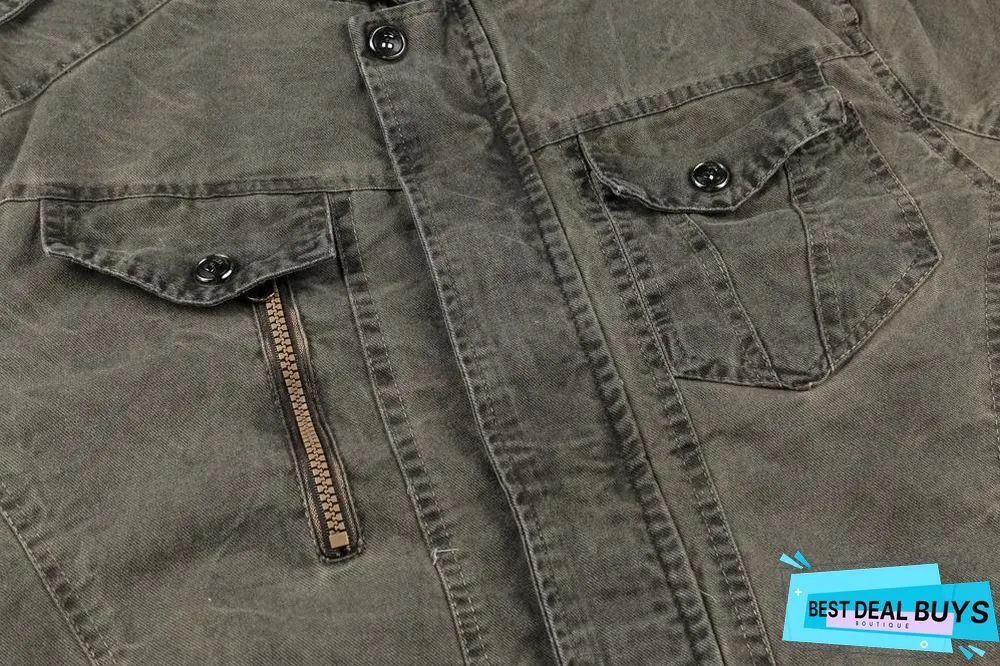 Men Denim Jacket Big Size Military Tactical Jeans Jacket Solid Casual Air Force Pilot Coat