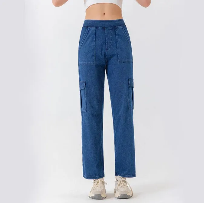 Mid Rise Multiple Pockets Stretchy Casual Cargo Jeans (Buy 2 Free Shipping)