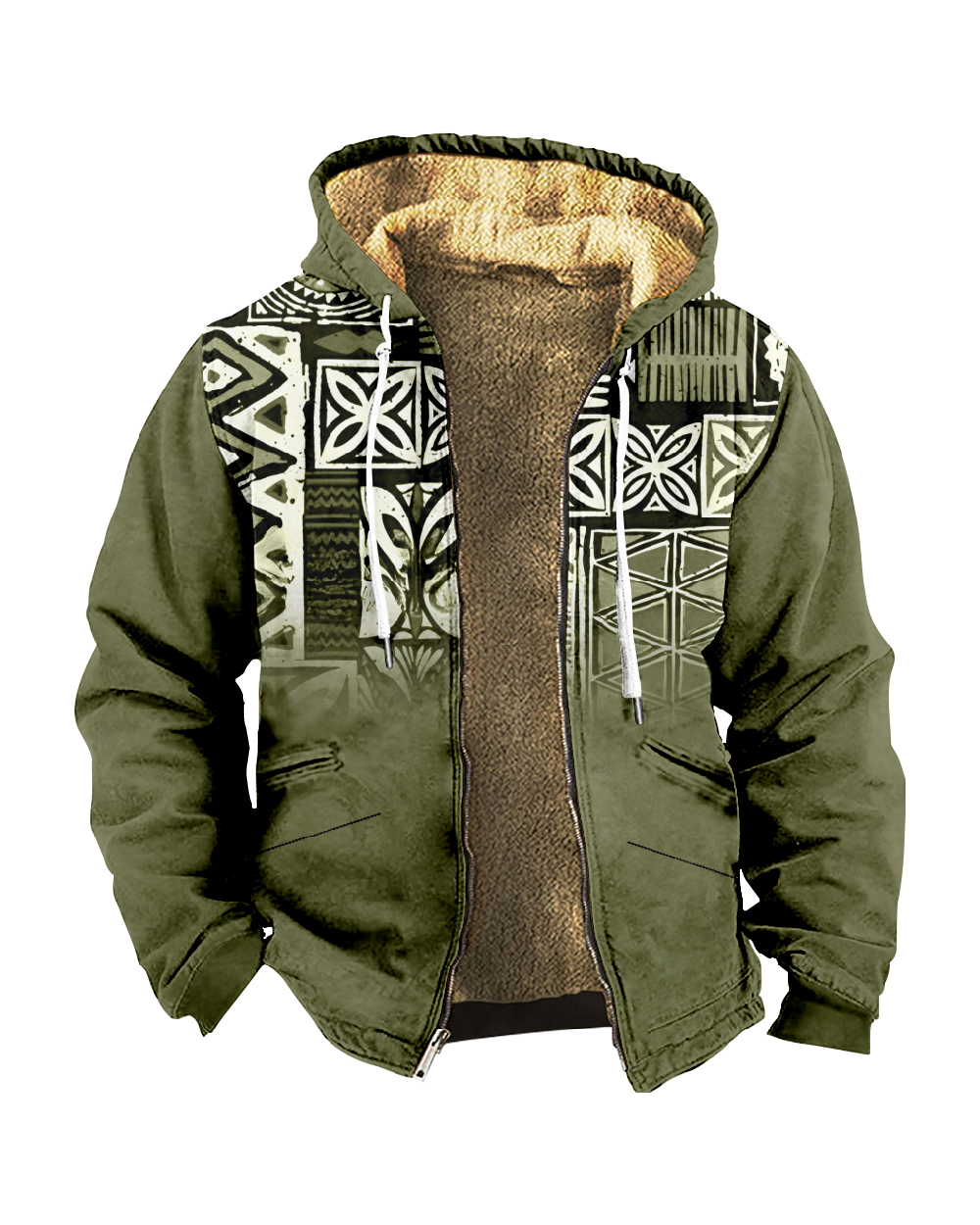 Artistic Plaid Print Fleece Hooded Jacket 0042