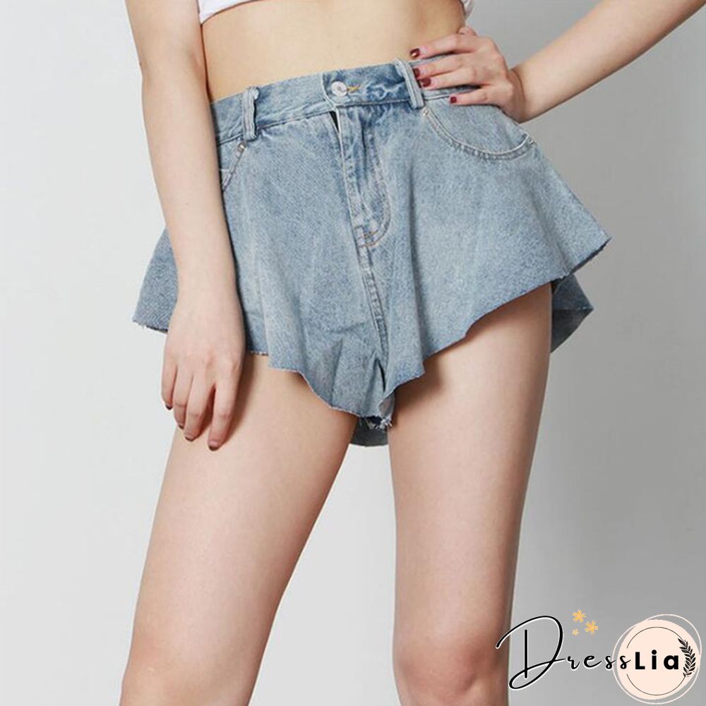 New Fashion Summer Autumn Sexy Lace-up Mid Waist Pockets Zipper Loose Mini Denim Shorts Women Plus SizexXXL