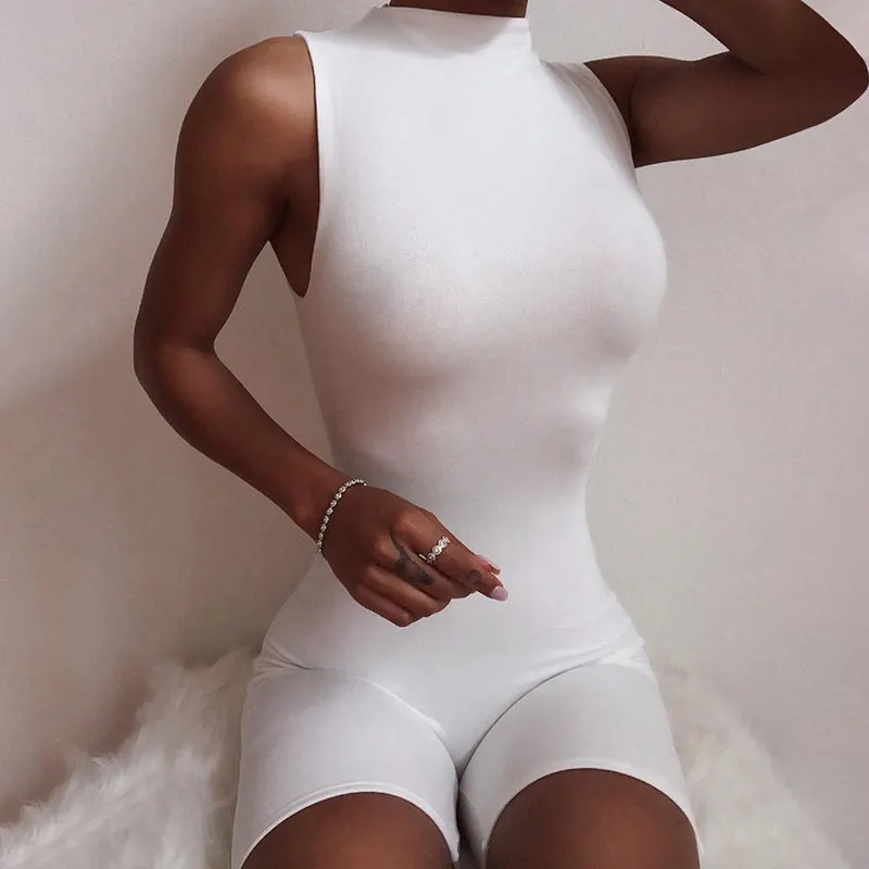 Brownm Suit Summer Polyester Women's Sleeveless Slim High Top Sports Jumpsuit